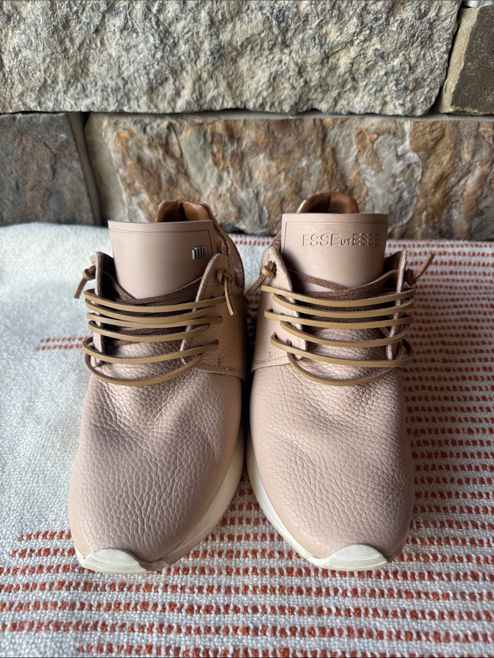 ESSEUTESSE FRINGE LEATHER SNEAKER - SAND color - Size 38’ 7-7.5